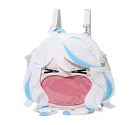 Gooyeh Furina Anime Plush Backpack Furina Ita Bag Cartoon Game Girl School Bag Adjustable Straps Big Mouth Transparent Backpack for Cosplay Show or Daily