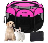 GOOZII Pet Cat Playpen for Indoor Cats Enclosed, Portable Foldable Dog Playpen Outdoor Tent Crate Cage with Zipper Top Cover Door for Kitten Puppy Outside Rv Car Camper (Small Size, Pink)