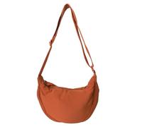 GoPaw Crescent Bag for Women, Nylon Half Moon Bag Women Crossbody Bag with Adjustable Strap, Solid Color Dumpling Bag Portable Crescent Purse for Daily Use(Orange)