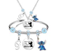 GoPaw Funny Initial Necklace Bracelet Set for Women Girls, Cute Letter A-Z Cartoon Gifts for Her BFF Friend Sister Daughter (G)