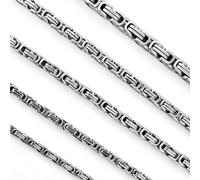 GoPaw Mens Silver Byzantine Chain Necklace 4MM/5MM/6MM, Stainless Steel Thick Heavy Chain Hip Hop Jewelry for Men Boys Length 51/55/61cm (51.00, Silver - 5mm wide)