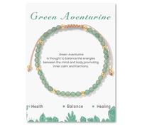 GoPaw Natural Gemstone Bead Bracelet for Women, 4mm Natural Stone Bracelet Womens Crystal Bracelets Yoga Beads Bracelets Stretch for Her Valentine's Gifts(Green Aventurine-Adjustable)