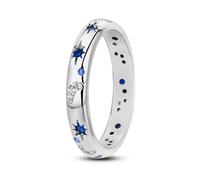 GoPaw Sun and Moon Ring, S925 Silver Sun Moon Couple Ring, Sparkling Sun Ring, Sun, Moon and Stars Couple's Ring Jewelry Ring for Woman Girls (L 1/2)