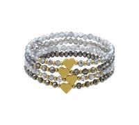 GoPaw Women's Crystal Bead Bracelet, Multilayer Stones Bracelet, Women's Crystal Bead Bracelets, Couple/Friendship/Partner Bracelets (Silver1-Heart)