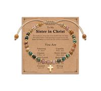 Gopbrer Adjustable Beaded Cross Bracelet for Men Boys Kids, Easter Graduation Christian First Communion Christmas Birthday Baptism Gifts for Boys Teens Son Grandson Brother Friend, Adjustable, Natural