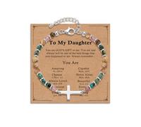 Gopbrer Adjustable Beaded Cross Bracelet for Men Boys Kids, Easter Graduation Christian First Communion Christmas Birthday Baptism Gifts for Boys Teens Son Grandson Brother Friend, Adjustable, Natural