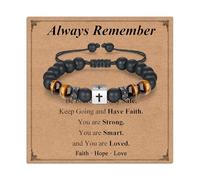 Gopbrer Cross Bracelet for Boys Men, Adjustable Beaded Cross Bracelet, Christian Birthday Graduation Back to School First Communion Confirmation Baptism Gifts for Boys Teens Son Grandson Nephew