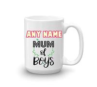 GOPERSONALISED Gifts for Mum - Personalised Large 15oz Mummy Mum of Boys Mug Coffee Cup - Great Mum Gifts for Mother’s Day Birthday Christmas from Son Husband