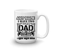 GOPERSONALISED Gifts for Stepdad - Personalised Large 15oz I Have Two Titles Dad and Step Dad Mug Coffee Cup - Funny Fathers Day Birthday Christmas Gifts for Stepfather
