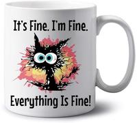 GOPERSONALISED It's Fine Cat Dog Personalised Jumbo 20oz Mug Extra Large Tea Coffee Big Mug Funny Sarcasm Custom Name Cup Work Gifts (Electrocuted Cat)