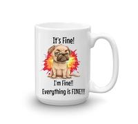 GOPERSONALISED It's Fine I'm Fine Everything is Fine Cat Dog Personalised Large 15oz Mug Extra Large Tea Coffee Big Mug Funny Sarcasm Custom Name Cup Work Gifts (Dog)