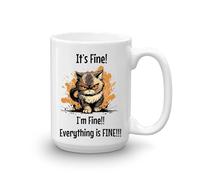 GOPERSONALISED It's Fine I'm Fine Everything is Fine Cat Dog Personalised Large 15oz Mug Extra Large Tea Coffee Big Mug Funny Sarcasm Custom Name Cup Work Gifts (Angry Cat)