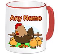 GOPERSONALISED Personalised Gifts - Animal Hen Chicks Chicken Mug Cup with Name - Novelty Birthday Christmas Happy Mother's Day Gifts for Adult Children