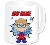 GOPERSONALISED Personalised Gifts for Him - Superhero Mug Name Cup - Novelty Birthday Christmas Father's Day Funny Gifts Idea for Kids Boys Men Dad Grandad (Blonde Hair/White Mug)