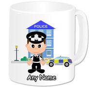 GOPERSONALISED Police Gifts - Personalised Police Mug - Ceramic Cup Policeman Graduation Retirement Passing Out Police Officer Gifts for Men (Brown Hair)