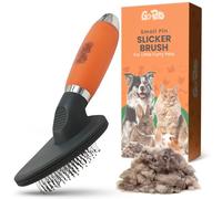 GoPets Small Pin Slicker Brush, Easy-Groom Pin Comb for Tangles & Shedding, Rounded Safety Tips, Dematting Brush for Short & Long Hair Cats, Dogs & Furry Pets, Ideal for Sensitive, Hard-to-Reach Areas