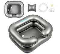 Goping Large Size Inflatable Hair Washing Basin with Head Comfort Pillow, Silver