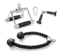 Goplus Cable Machine Attachment Set, 4PCS/ 5PCS LAT Pulldown Attachments w/V-Shaped Press Down Handle, Tricep Rope, Double D Handle, Weight Machine Accessories for Home Gym (4PCS)