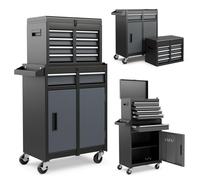 Goplus Rolling Tool Chest, 5-Drawer Tool Box Organizer w/Lockable Wheels & Sliding Drawers & Detachable Top & Adjustable Shelf, Tool Storage Cabinet for Garage Workshop(Gray)