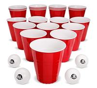 GoPong Giant Yard Pong Drinking Game for Adults, Indoor/Outdoor Lawn, Beach, and Tailgating Beer Pong Party Game 24 Heavy Duty Giant Cups with 4 Balls