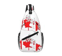 gopoo Canadian Flag Map Sling Chest Bag - Slim Sling Backpack For Men Women Lightweight Travel Shoulder Bag Crossbody Casual Daypack