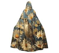 gopoo Daisies And Birds Unisex Adult Hooded Cloak Knight Costume Tunic Cape Medieval Robe Halloween Cosplay Outfit