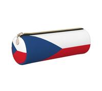 gopoo Flag of The Czech Republic Leather Pencil Case, Slim Aesthetic Leather Pouch,Stationery Organiser Pouch with Portable Metal Ring