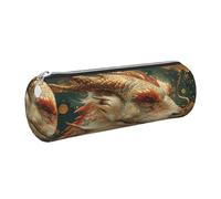 gopoo Golden Dragon Leather Pencil Case, Slim Aesthetic Leather Pouch,Stationery Organiser Pouch with Portable Metal Ring