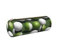 gopoo Golf Ball Leather Pencil Case, Slim Aesthetic Leather Pouch,Stationery Organiser Pouch with Portable Metal Ring