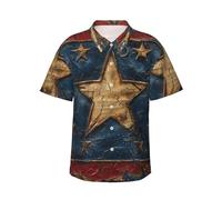 gopoo Hawaiian Shirt for Men Summer Beach Short Sleeve Button Down Shirts A Five-Pointed Star Printed Tropical Vacation Shirts Black