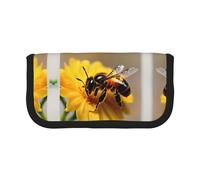 gopoo Honey bee and Flower Cute Canvas Pencil Pouch - Organized Storage for Travel & Daily Use Pencil case, Makeup Pouch