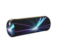 gopoo Laser Light Leather Pencil Case, Slim Aesthetic Leather Pouch,Stationery Organiser Pouch with Portable Metal Ring
