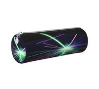gopoo Laser Lights Leather Pencil Case, Slim Aesthetic Leather Pouch,Stationery Organiser Pouch with Portable Metal Ring