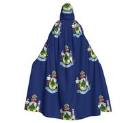 gopoo Maine State Flag Unisex Adult Hooded Cloak Knight Costume Tunic Cape Medieval Robe Halloween Cosplay Outfit