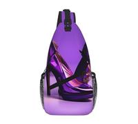 gopoo Purple High Heels With Lipstick Sling Chest Bag - Slim Sling Backpack For Men Women Lightweight Travel Shoulder Bag Crossbody Casual Daypack