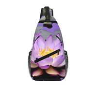 gopoo Purple Lotuses Flower Sling Chest Bag - Slim Sling Backpack For Men Women Lightweight Travel Shoulder Bag Crossbody Casual Daypack