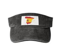 gopoo Spanish Flag Map Sun Visor Hats Empty Top Baseball Cap Sports Hat Running Tennis Visors for Men Women Adults Black