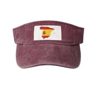 gopoo Spanish Flag Map Sun Visor Hats Empty Top Baseball Cap Sports Hat Running Tennis Visors for Men Women Adults Red