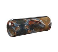 gopoo Strange Dragon Leather Pencil Case, Slim Aesthetic Leather Pouch,Stationery Organiser Pouch with Portable Metal Ring