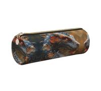 gopoo Strange Dragon Leather Pencil Case, Slim Aesthetic Leather Pouch,Stationery Organiser Pouch with Portable Metal Ring