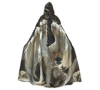 gopoo Strange White Dragon Unisex Adult Hooded Cloak Knight Costume Tunic Cape Medieval Robe Halloween Cosplay Outfit