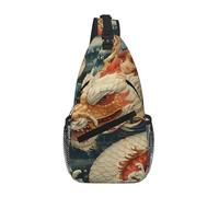 gopoo The White Dragon And The Moon Sling Chest Bag - Slim Sling Backpack For Men Women Lightweight Travel Shoulder Bag Crossbody Casual Daypack
