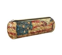 gopoo Vintage maps of The United States Leather Pencil Case, Slim Aesthetic Leather Pouch,Stationery Organiser Pouch with Portable Metal Ring