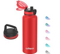 GOPPUS 1.2L/40oz Stainless Water Bottle Double Wall Insulated Bottles with Strap Large Vacuum Thermal Flask Leakproof Keep Cold Drinks Bottles with Flip Top Lid for Men Women BPA Free