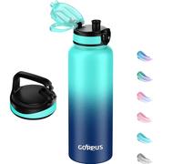 GOPPUS 1.2L/40oz Stainless Water Bottle Double Wall Insulated Bottles with Strap Large Vacuum Thermal Flask Leakproof Keep Cold Drinks Bottles with Flip Top Lid for Men Women BPA Free