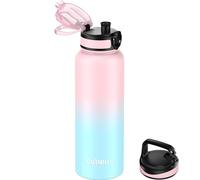 GOPPUS 1200ML/40OZ Stainless Steel Water Bottle 1.2 Litre Metal Vacuum Flask for Travel Double Walled Bottle Leakproof Coffee Flask for Outdoor Large Bottle with Wide Mouth Sport Bottles Keep Hot/Cold