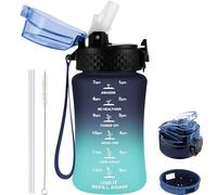 GOPPUS 350ml/12oz Kids Water Bottle With Straw Tritan Drinks Bottle with Strap Small Toddler Juice Bottles with Flip Top Lid Leakproof Children's Bottles with Time Marking Spillproof BPA free Girl Boy