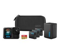 GoPro HERO13 Black Extended Power Bundle - Includes Dual Battery Charger, 3 Enduro Batteries, 64GB microSD Card, Curved Adhesive Mount, and Camera Case