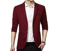 Gopune Men's Slim Fit Casual One Button Suits Coat Solid Blazer Business Jacket