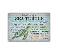 GOPUTRYEN Sea Turtle Wall Decor Wisdom Of A Sea Turtle Crossing Coastal Beach Poster Funny Metal Sign Poster Wall Art for Kitchen Garden Bathroom Farm Home Coffee Decor Tin Sign,8x12 inches